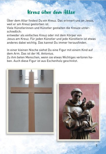 Innen-Seite 4: Kreuz und Figur St. Antonius mit erklärendem Text