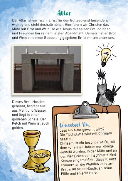 Innen-Seite 3: Altar und Kelch und Schale mit erklärendem Text