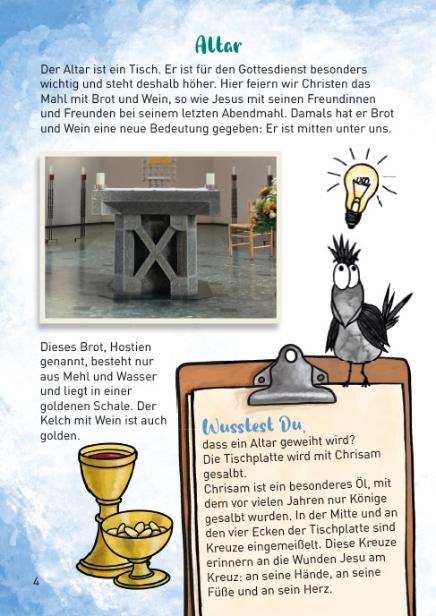 Innen-Seite 3: Altar und Kelch und Schale mit erklärendem Text