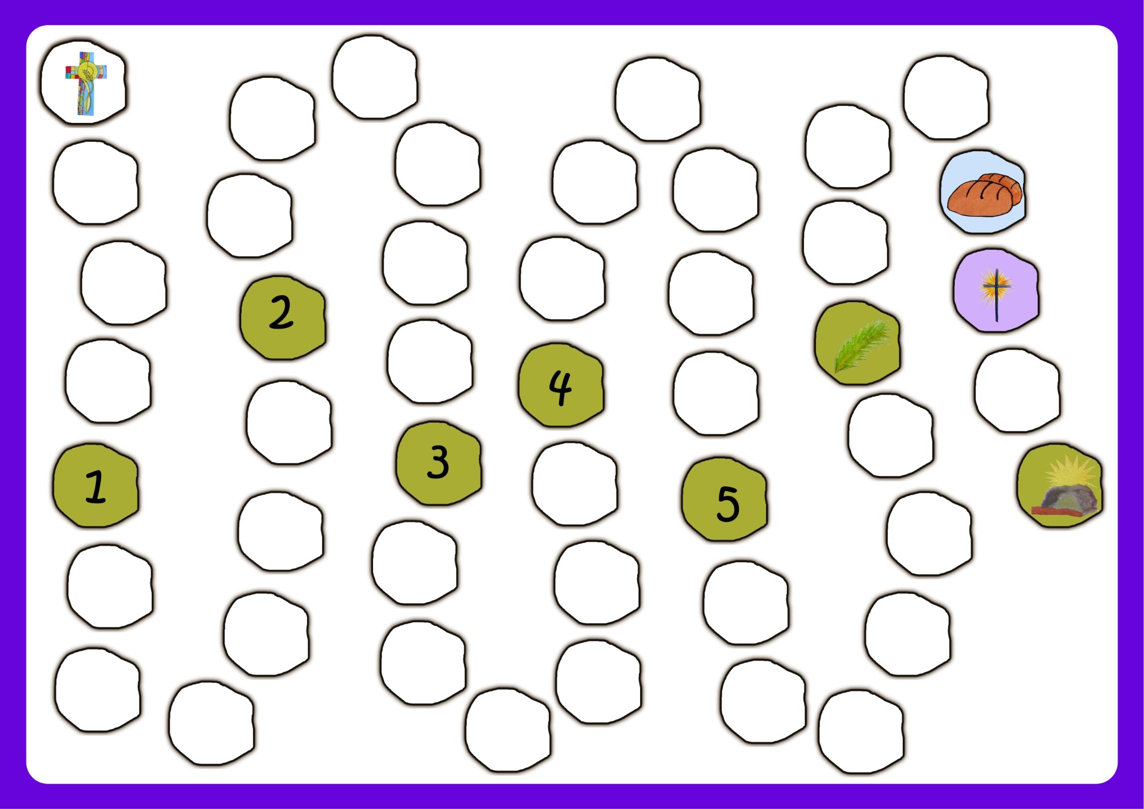 40 leere 'Steine' bilden geschlungen einen Weg von Aschermittwoch bis Ostern